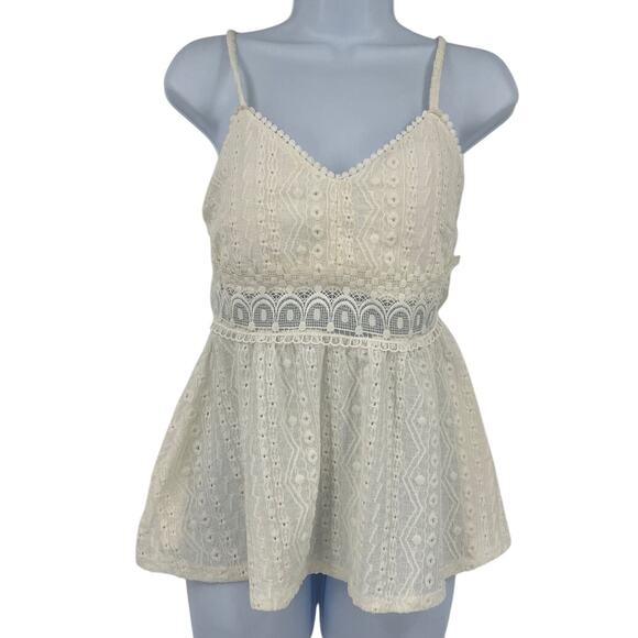 Y2K Derek Heart Babydoll Womens Top Small Festival Boho Crochet Dainty Cottage - Picture 1 of 9